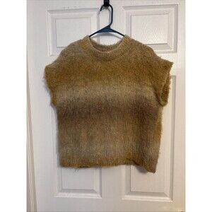 ZARA 2023 BEIGE OMBRÉ DÉGRADÉ KNIT VEST TOP SWEATER SIZE S M 0014/114 RARE